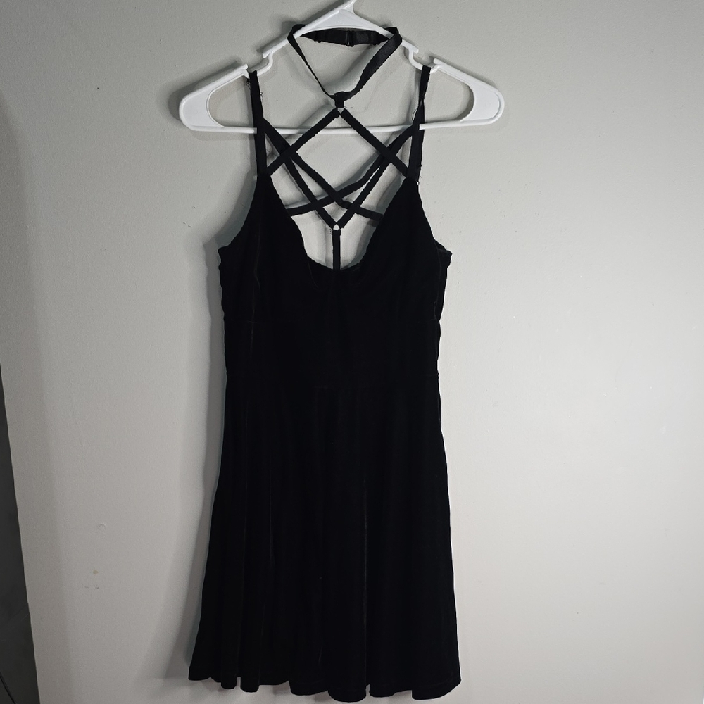 Killstar Black Velvet Harness Dress